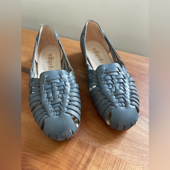 NWOT Softspots "Trinidad" Blue Leather Hurache Slip-On Shoes Size 7.5 Flats - Picture 2 of 8